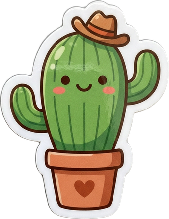 A hand-drawn cactus artwork turned into a finished sticker