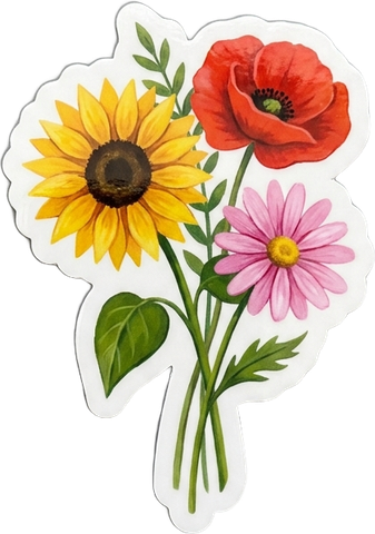 A hand-drawn bunch of flowers turned into a finished sticker